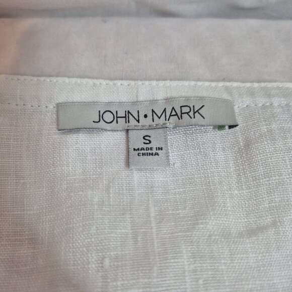 John Mark Womens Embroidered Linen Blouse  size S White Long Sleeve - Picture 5 of 14